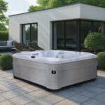 AquaSolus Aspen hot tub in a garden