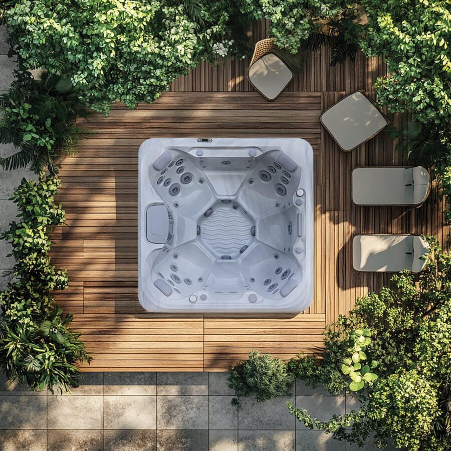 AquaSolus Calma hot tub, overhead view
