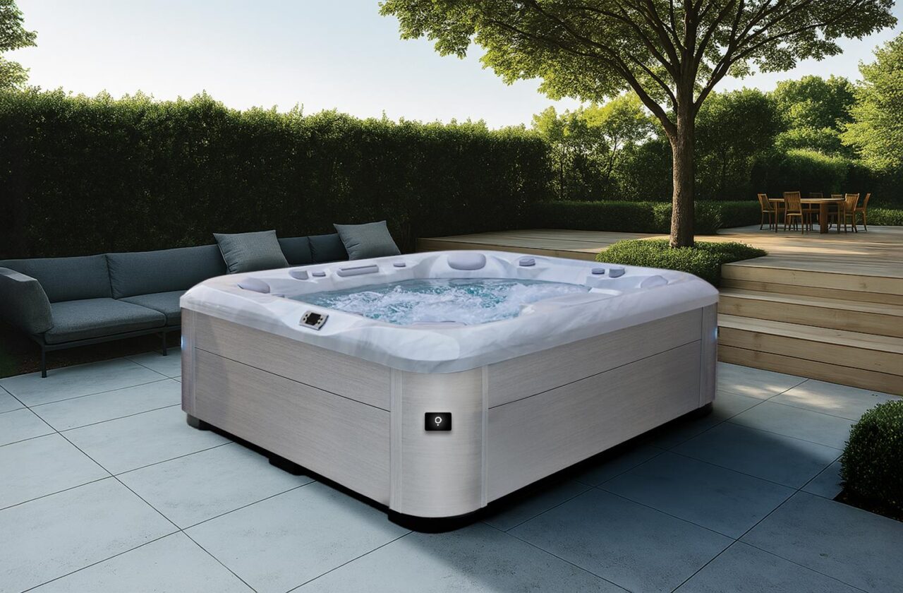 AquaSolus Calma hot tub in a garden