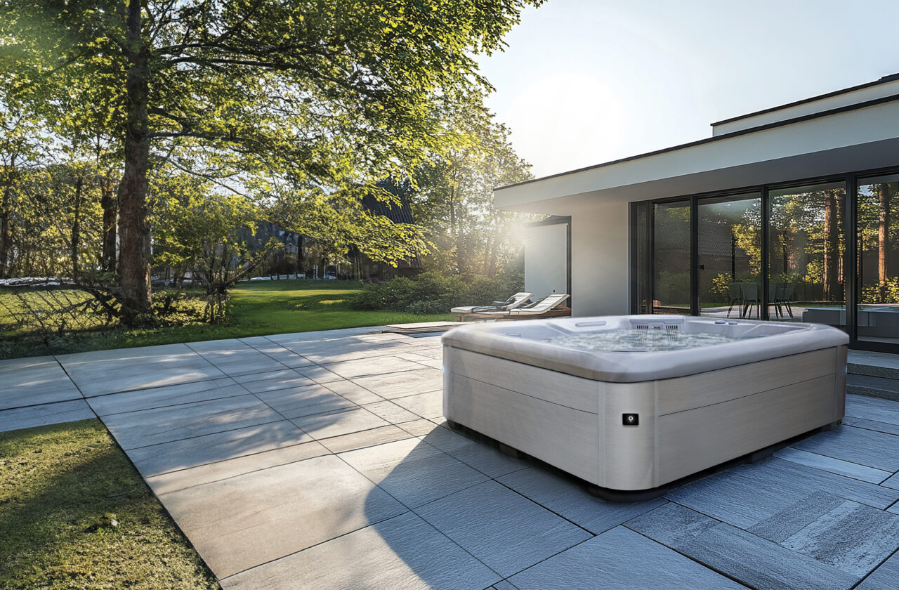 AquaSolus Harmony hot tub in a garden