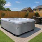 AquaSolus Zephyr hot tub in a garden