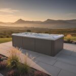 AquaSolus Fusion Professional swim spa in a garden