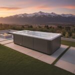 AquaSolus Fusion swim spa in a backyard