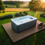 AquaSolus Drift swim spa in a garden